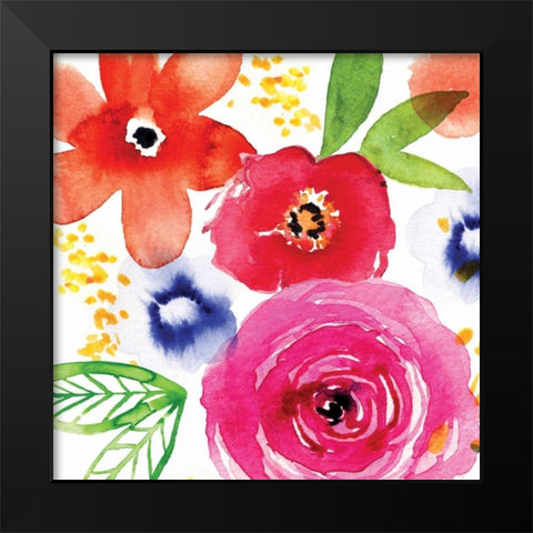Floral Medley II Black Modern Wood Framed Art Print by Berrenson, Sara