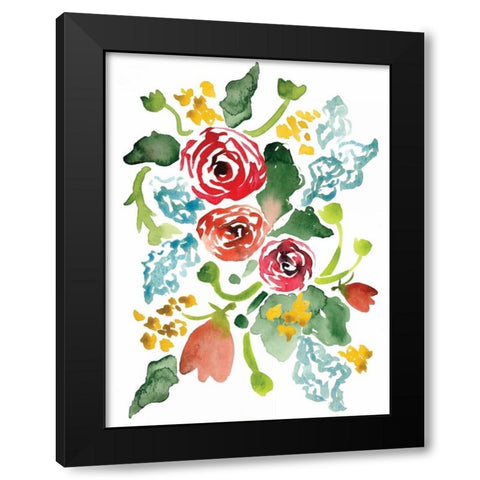 Red Floral Array I Black Modern Wood Framed Art Print with Double Matting by Berrenson, Sara