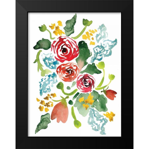 Red Floral Array I Black Modern Wood Framed Art Print by Berrenson, Sara