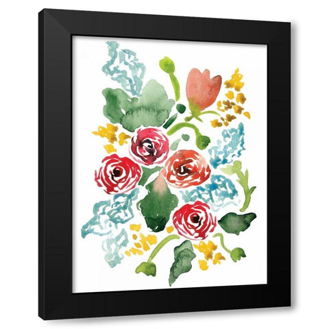 Red Floral Array II Black Modern Wood Framed Art Print with Double Matting by Berrenson, Sara