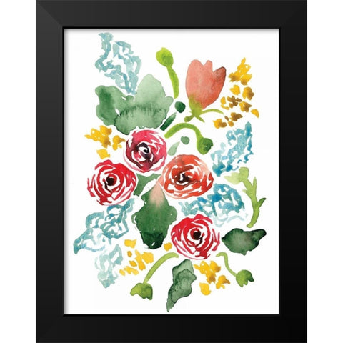 Red Floral Array II Black Modern Wood Framed Art Print by Berrenson, Sara
