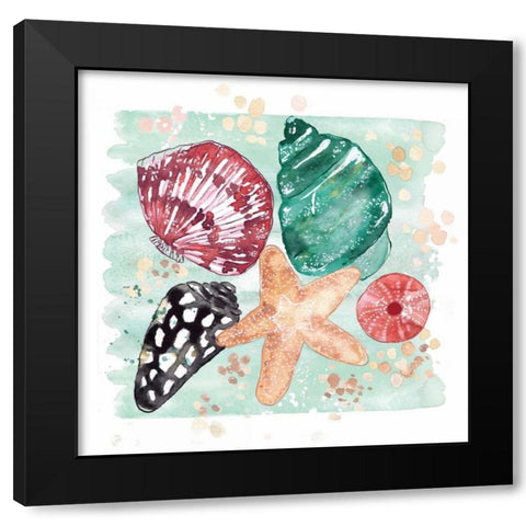 Beachcomber Shells Black Modern Wood Framed Art Print by Berrenson, Sara