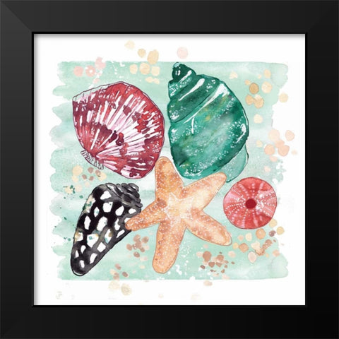 Beachcomber Shells Black Modern Wood Framed Art Print by Berrenson, Sara