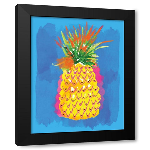 Pineapple Black Modern Wood Framed Art Print by Berrenson, Sara