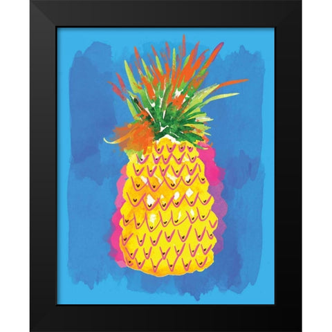 Pineapple Black Modern Wood Framed Art Print by Berrenson, Sara