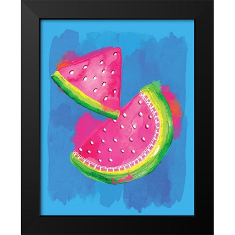 Watermelon Black Modern Wood Framed Art Print by Berrenson, Sara