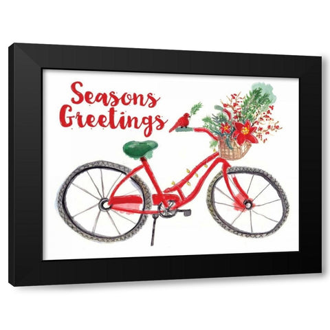 Christmas Bike Black Modern Wood Framed Art Print by Berrenson, Sara