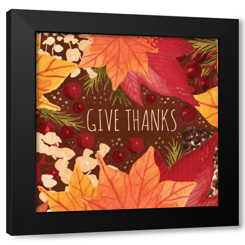 Give Thanks Sq Black Modern Wood Framed Art Print by Berrenson, Sara