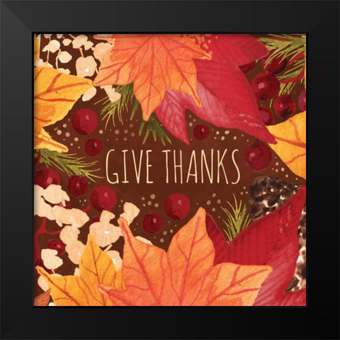 Give Thanks Sq Black Modern Wood Framed Art Print by Berrenson, Sara