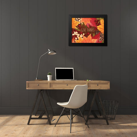 Give Thanks Black Modern Wood Framed Art Print by Berrenson, Sara