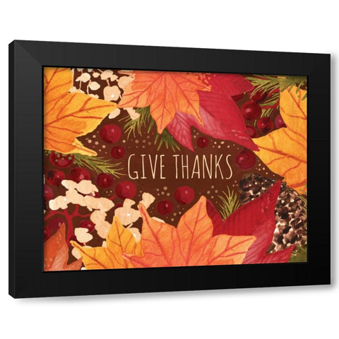Give Thanks Black Modern Wood Framed Art Print by Berrenson, Sara