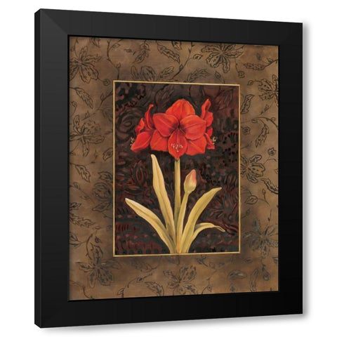 Damask Amaryllis Black Modern Wood Framed Art Print with Double Matting by Brent, Paul