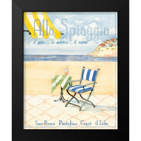 Alla Spiaggia Black Modern Wood Framed Art Print by Brent, Paul