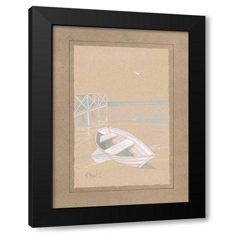 White Dinghy Black Modern Wood Framed Art Print with Double Matting by Brent, Paul