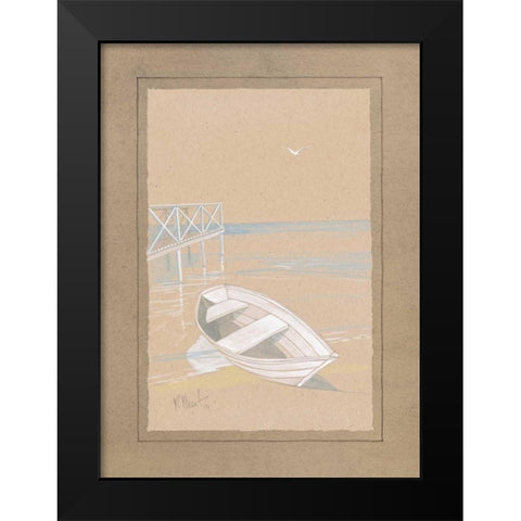 White Dinghy Black Modern Wood Framed Art Print by Brent, Paul