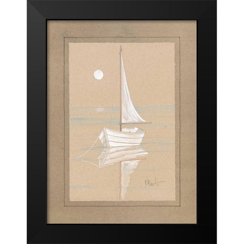 White Sailboat Black Modern Wood Framed Art Print by Brent, Paul
