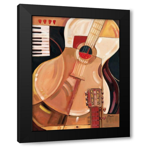 Abstract Guitar Black Modern Wood Framed Art Print with Double Matting by Brent, Paul