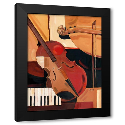 Abstract Violin Black Modern Wood Framed Art Print with Double Matting by Brent, Paul