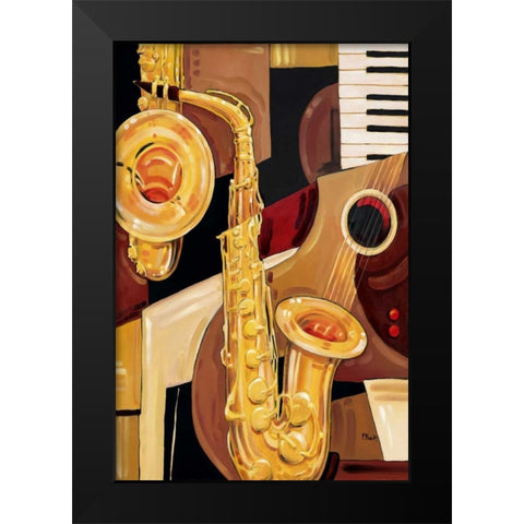 Abstract Sax Black Modern Wood Framed Art Print by Brent, Paul