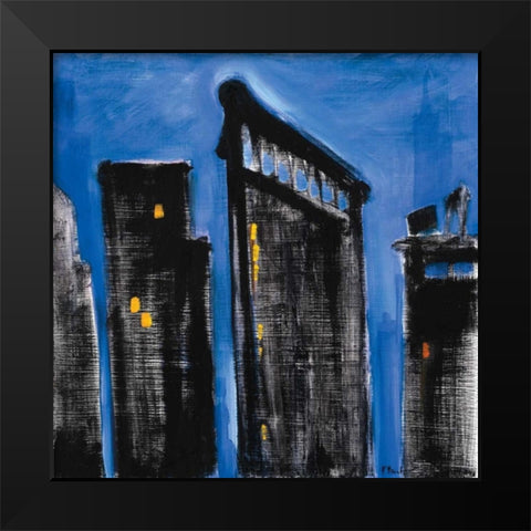 Blue Cityscape Black Modern Wood Framed Art Print by Brent, Paul