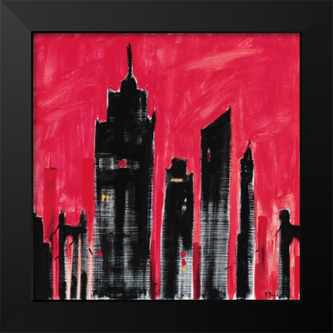 Red Cityscape Black Modern Wood Framed Art Print by Brent, Paul