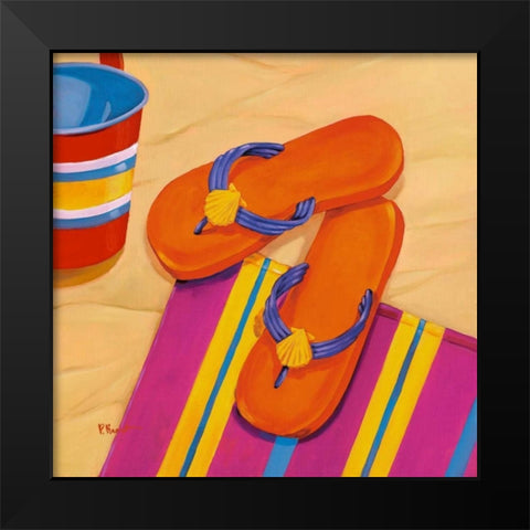 Orange Flip Flops Black Modern Wood Framed Art Print by Brent, Paul