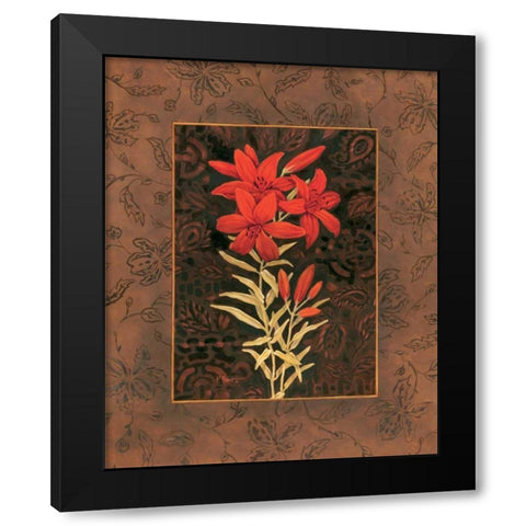 Damask Lily Black Modern Wood Framed Art Print with Double Matting by Brent, Paul