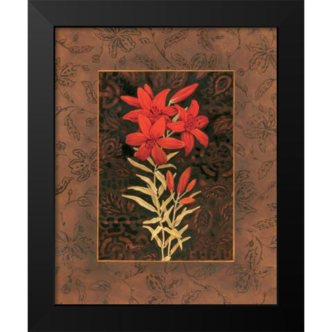 Damask Lily Black Modern Wood Framed Art Print by Brent, Paul