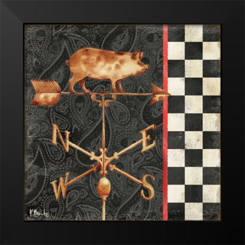 Paisley Weathervanes III Black Modern Wood Framed Art Print by Brent, Paul