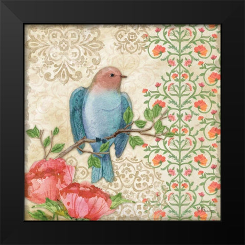 Blossoming Birds Sq I Black Modern Wood Framed Art Print by Brent, Paul