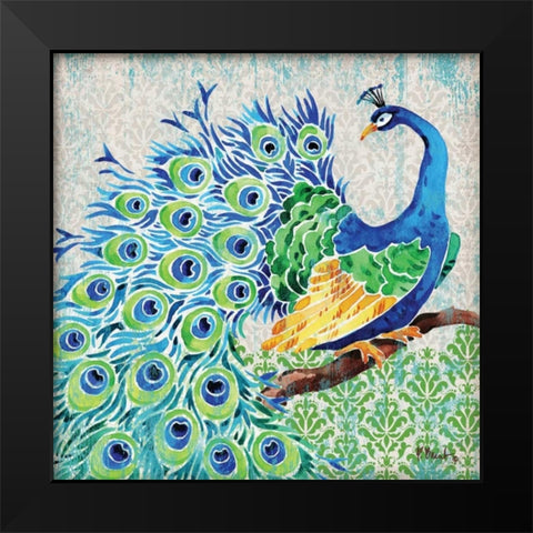 Patterned Peacock I Black Modern Wood Framed Art Print by Brent, Paul