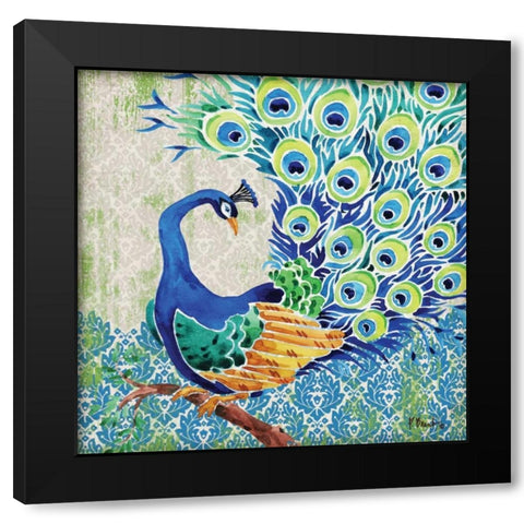 Patterned Peacock II Black Modern Wood Framed Art Print with Double Matting by Brent, Paul