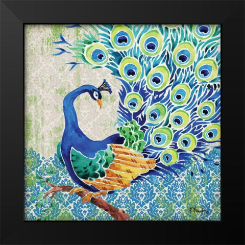 Patterned Peacock II Black Modern Wood Framed Art Print by Brent, Paul
