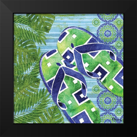 Blue Sarasota Sandals III Black Modern Wood Framed Art Print by Brent, Paul