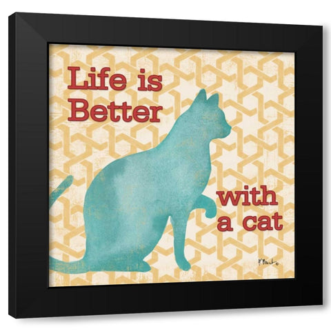 Patterned Pets Cat I Black Modern Wood Framed Art Print with Double Matting by Brent, Paul