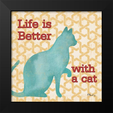 Patterned Pets Cat I Black Modern Wood Framed Art Print by Brent, Paul