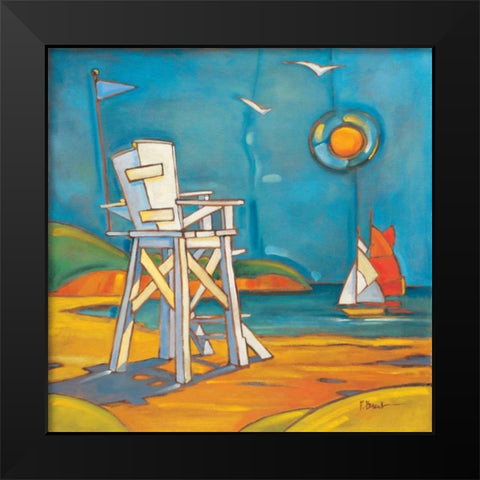 Lifeguard Stand Black Modern Wood Framed Art Print by Brent, Paul