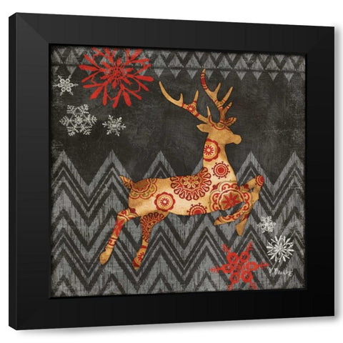 Reindeer Dance I Black Modern Wood Framed Art Print by Brent, Paul