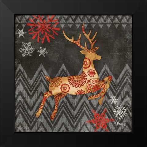 Reindeer Dance I Black Modern Wood Framed Art Print by Brent, Paul