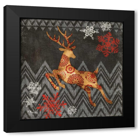 Reindeer Dance II Black Modern Wood Framed Art Print with Double Matting by Brent, Paul