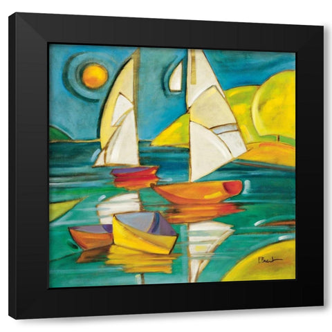Bateaux Black Modern Wood Framed Art Print by Brent, Paul