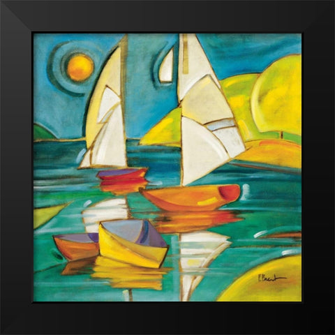 Bateaux Black Modern Wood Framed Art Print by Brent, Paul