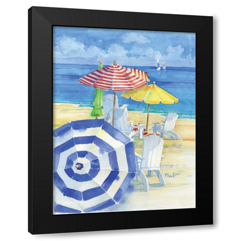 Watercolor Beach Vertical Black Modern Wood Framed Art Print by Brent, Paul