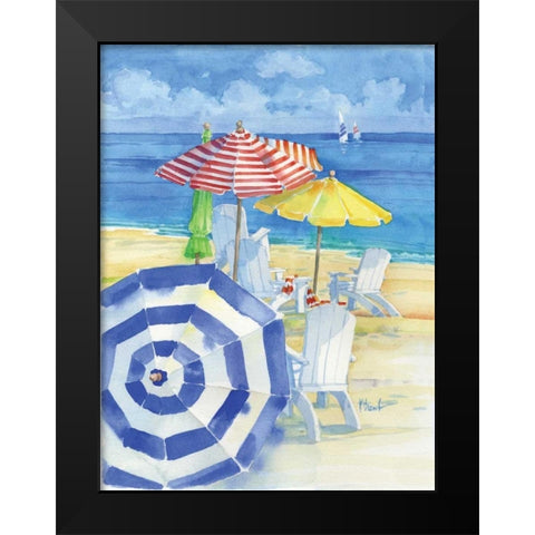 Watercolor Beach Vertical Black Modern Wood Framed Art Print by Brent, Paul