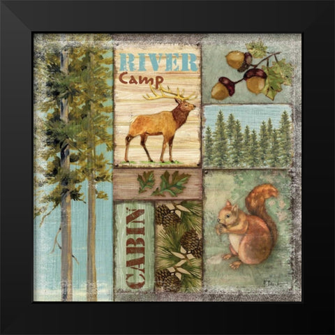 Elk Lodge Black Modern Wood Framed Art Print by Brent, Paul