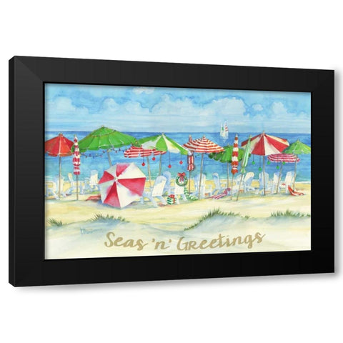 Holiday Beach Watercolor Black Modern Wood Framed Art Print by Brent, Paul