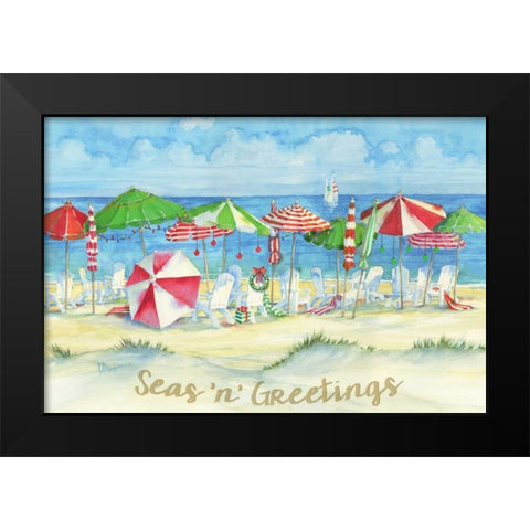 Holiday Beach Watercolor Black Modern Wood Framed Art Print by Brent, Paul
