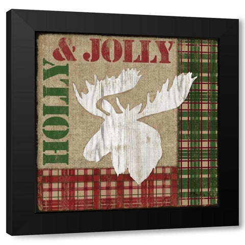 Holly Jolly Lodge IV Black Modern Wood Framed Art Print with Double Matting by Brent, Paul