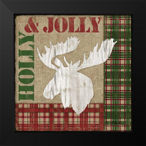 Holly Jolly Lodge IV Black Modern Wood Framed Art Print by Brent, Paul