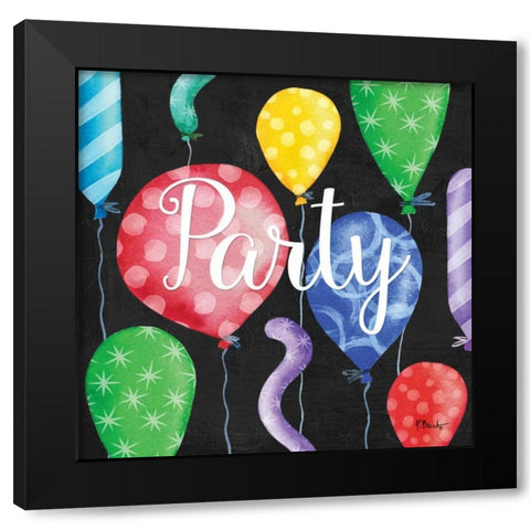 Celebration Balloons II Black Modern Wood Framed Art Print with Double Matting by Brent, Paul